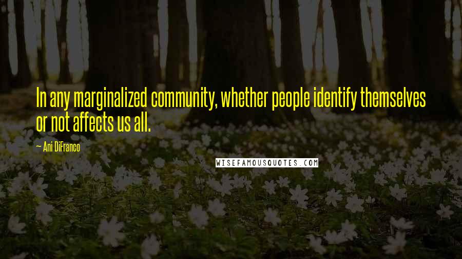 Ani DiFranco Quotes: In any marginalized community, whether people identify themselves or not affects us all.