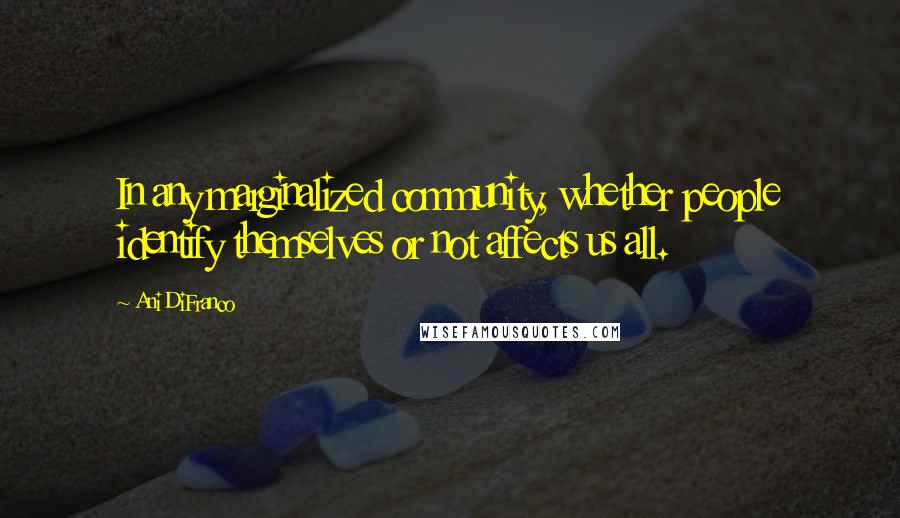 Ani DiFranco Quotes: In any marginalized community, whether people identify themselves or not affects us all.
