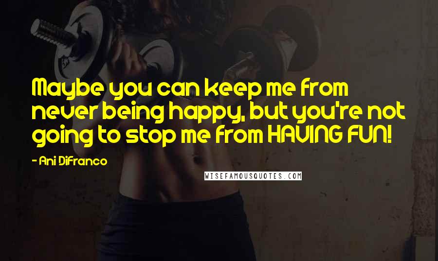 Ani DiFranco Quotes: Maybe you can keep me from never being happy, but you're not going to stop me from HAVING FUN!