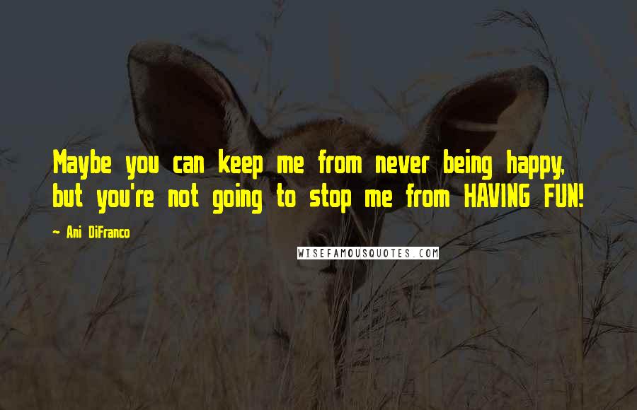 Ani DiFranco Quotes: Maybe you can keep me from never being happy, but you're not going to stop me from HAVING FUN!