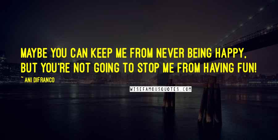 Ani DiFranco Quotes: Maybe you can keep me from never being happy, but you're not going to stop me from HAVING FUN!