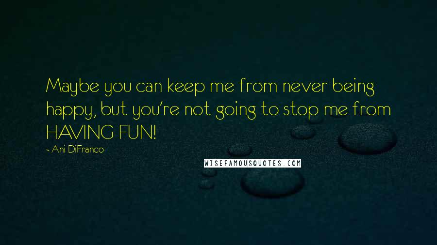 Ani DiFranco Quotes: Maybe you can keep me from never being happy, but you're not going to stop me from HAVING FUN!