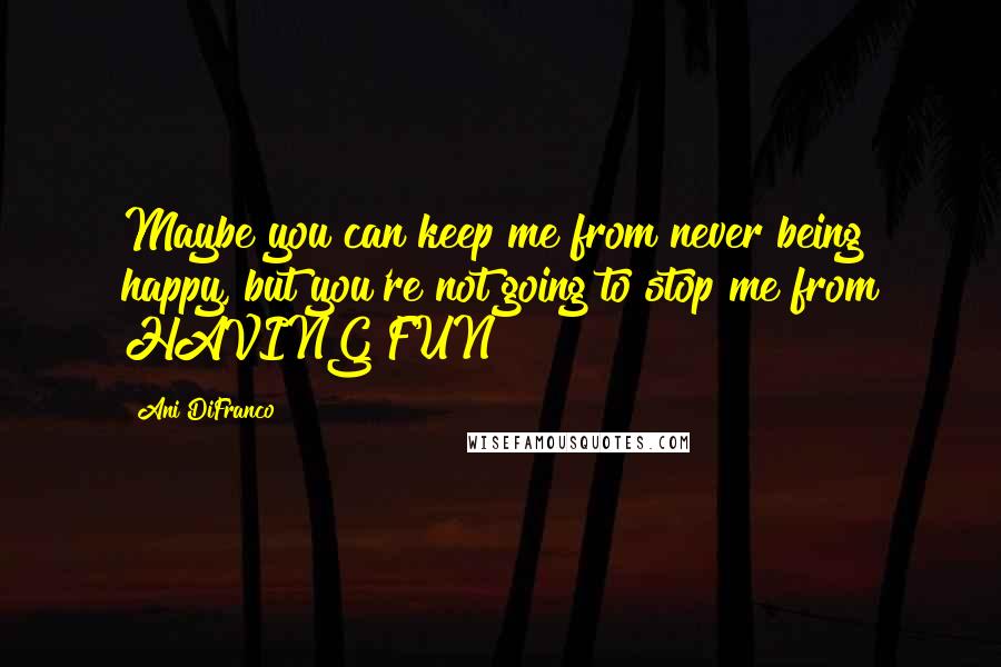 Ani DiFranco Quotes: Maybe you can keep me from never being happy, but you're not going to stop me from HAVING FUN!