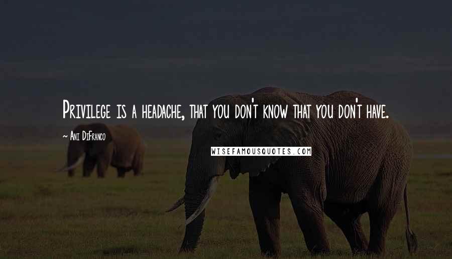 Ani DiFranco Quotes: Privilege is a headache, that you don't know that you don't have.