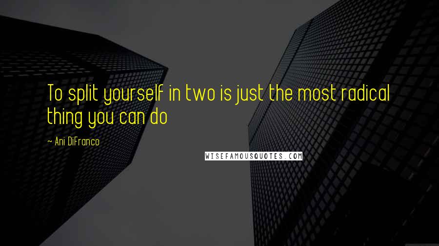 Ani DiFranco Quotes: To split yourself in two is just the most radical thing you can do