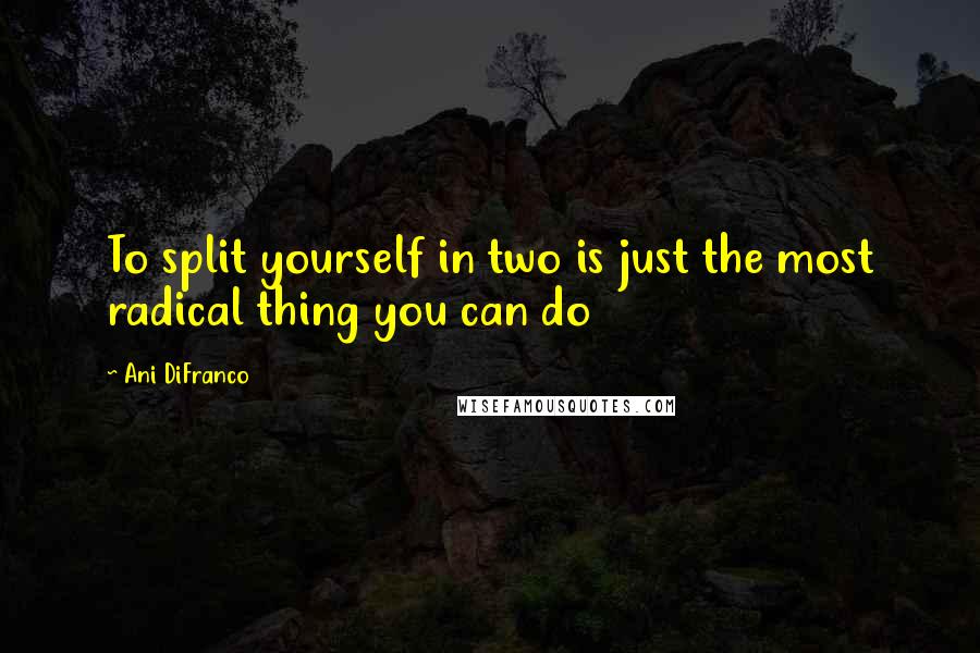 Ani DiFranco Quotes: To split yourself in two is just the most radical thing you can do