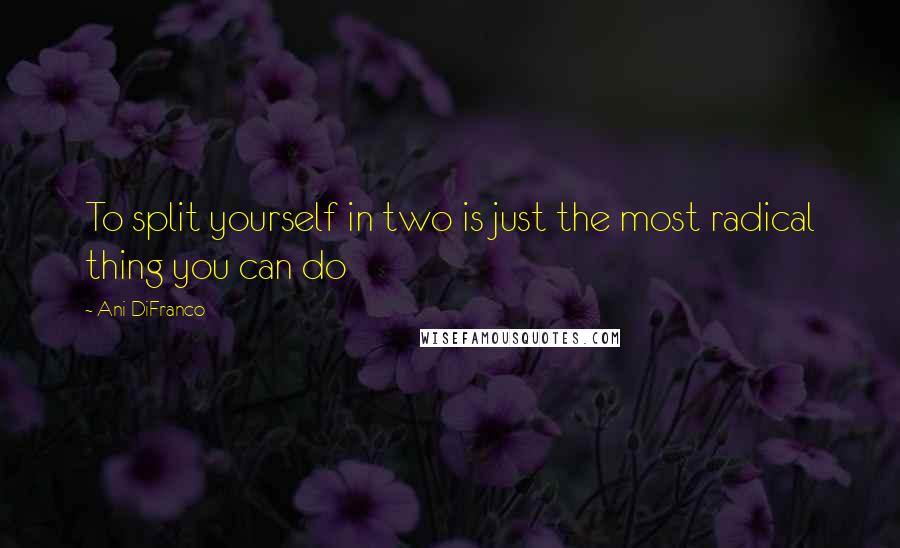 Ani DiFranco Quotes: To split yourself in two is just the most radical thing you can do