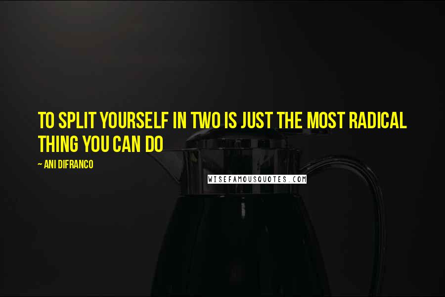 Ani DiFranco Quotes: To split yourself in two is just the most radical thing you can do