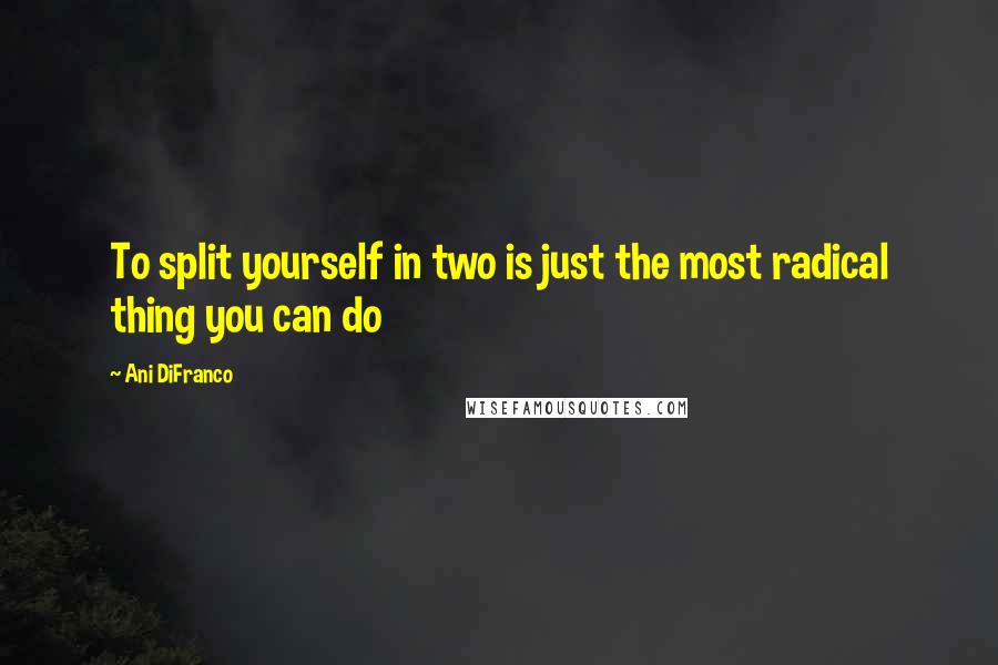 Ani DiFranco Quotes: To split yourself in two is just the most radical thing you can do