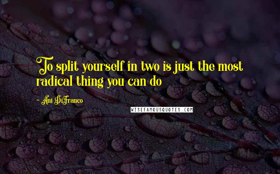 Ani DiFranco Quotes: To split yourself in two is just the most radical thing you can do