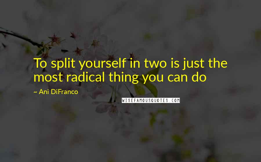 Ani DiFranco Quotes: To split yourself in two is just the most radical thing you can do