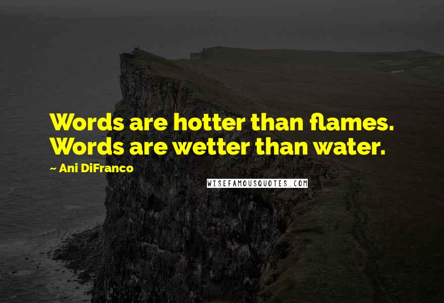 Ani DiFranco Quotes: Words are hotter than flames. Words are wetter than water.