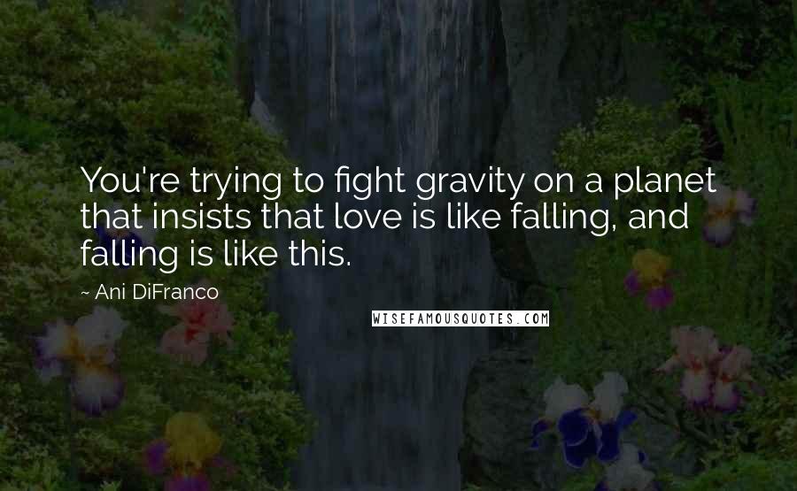 Ani DiFranco Quotes: You're trying to fight gravity on a planet that insists that love is like falling, and falling is like this.