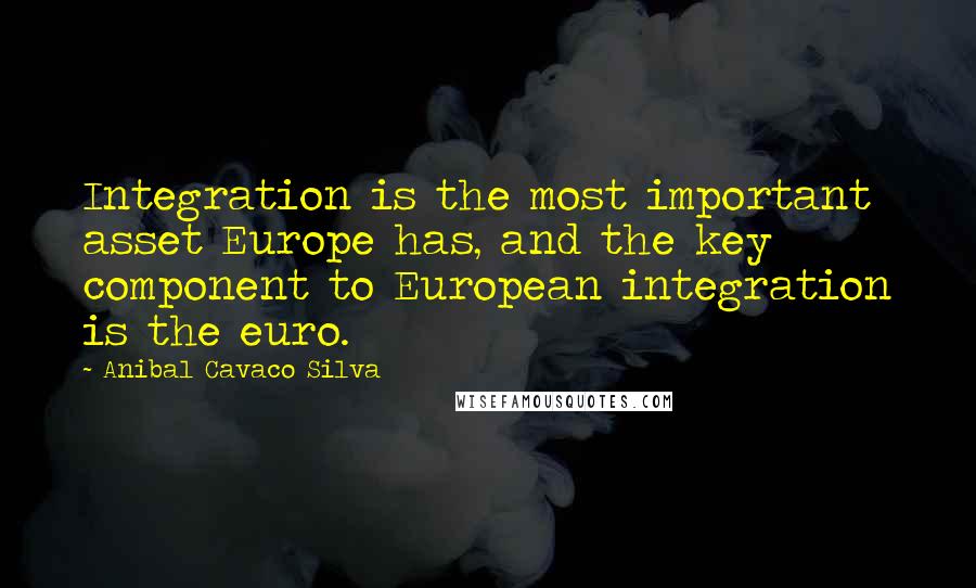 Anibal Cavaco Silva Quotes: Integration is the most important asset Europe has, and the key component to European integration is the euro.