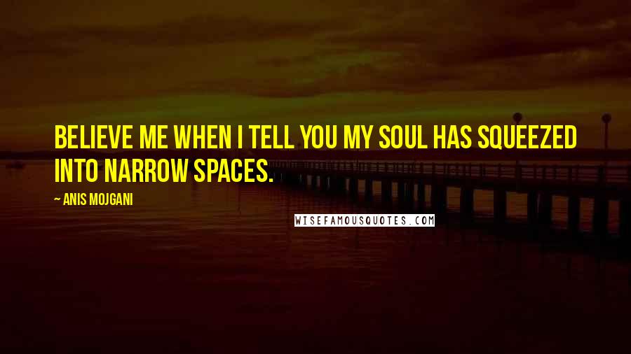 Anis Mojgani Quotes: Believe me when I tell you my soul has squeezed into narrow spaces.