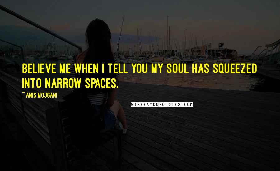 Anis Mojgani Quotes: Believe me when I tell you my soul has squeezed into narrow spaces.