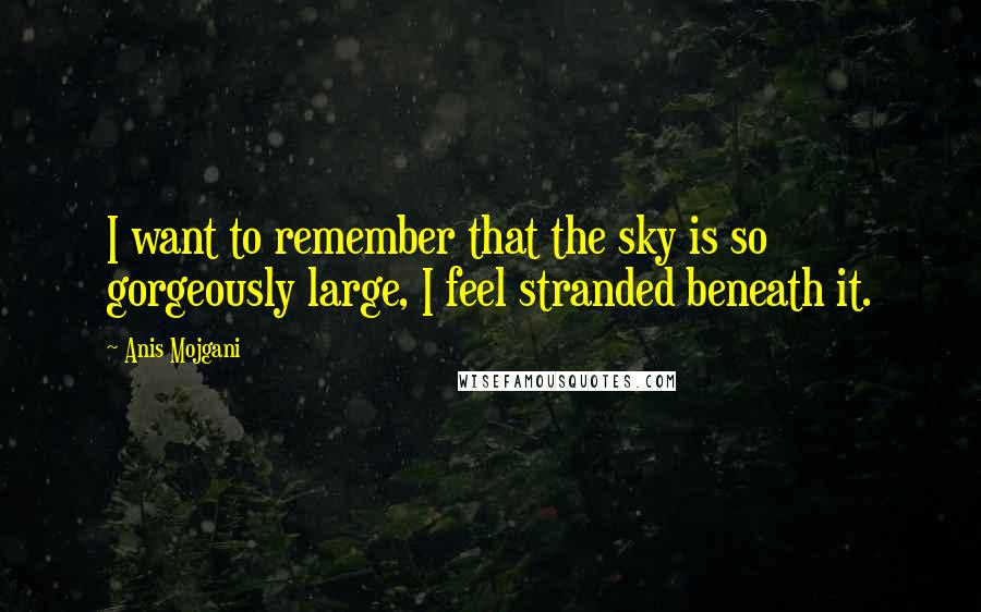 Anis Mojgani Quotes: I want to remember that the sky is so gorgeously large, I feel stranded beneath it.