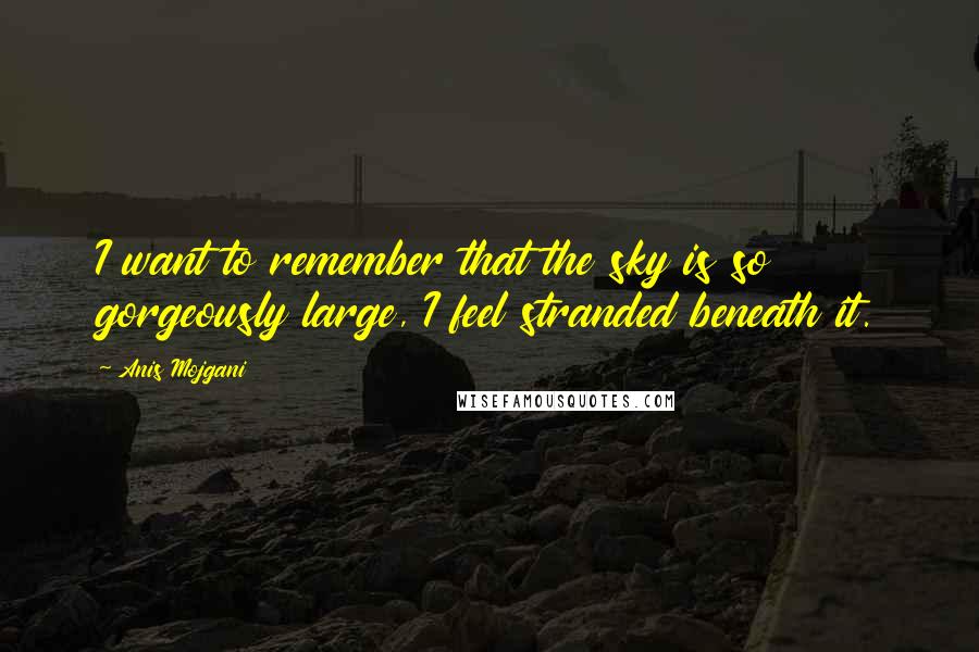 Anis Mojgani Quotes: I want to remember that the sky is so gorgeously large, I feel stranded beneath it.