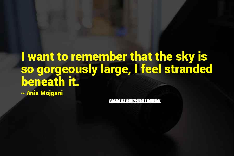 Anis Mojgani Quotes: I want to remember that the sky is so gorgeously large, I feel stranded beneath it.