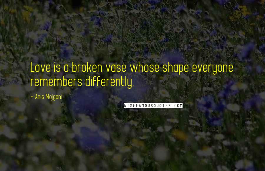 Anis Mojgani Quotes: Love is a broken vase whose shape everyone remembers differently.