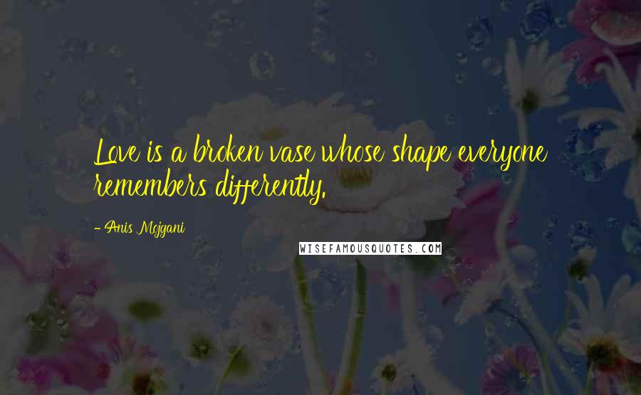 Anis Mojgani Quotes: Love is a broken vase whose shape everyone remembers differently.