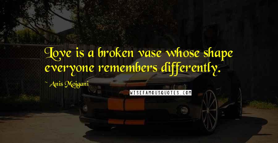 Anis Mojgani Quotes: Love is a broken vase whose shape everyone remembers differently.