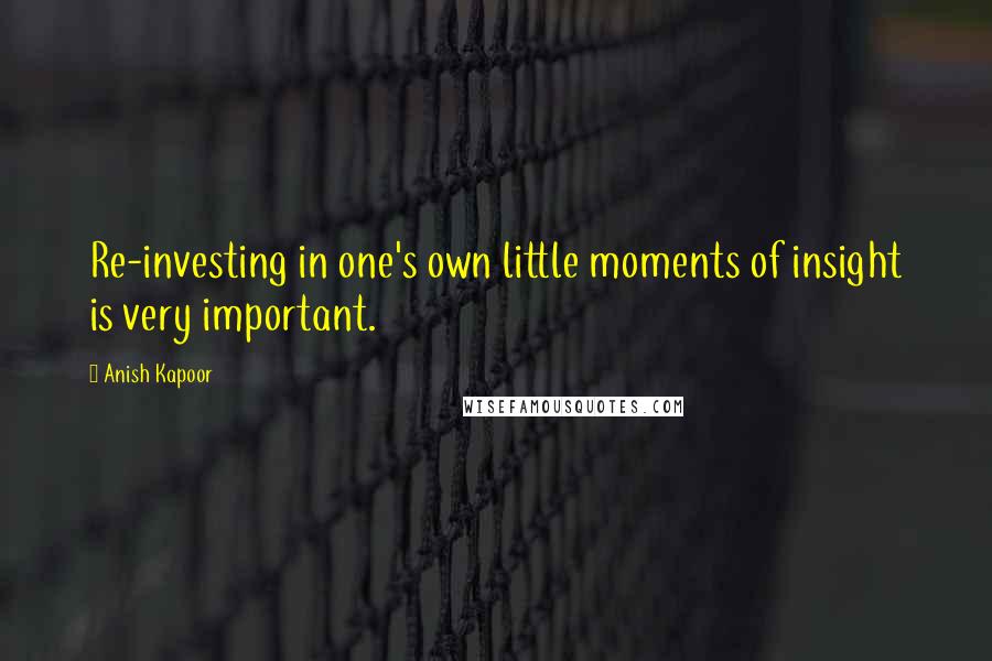 Anish Kapoor Quotes: Re-investing in one's own little moments of insight is very important.