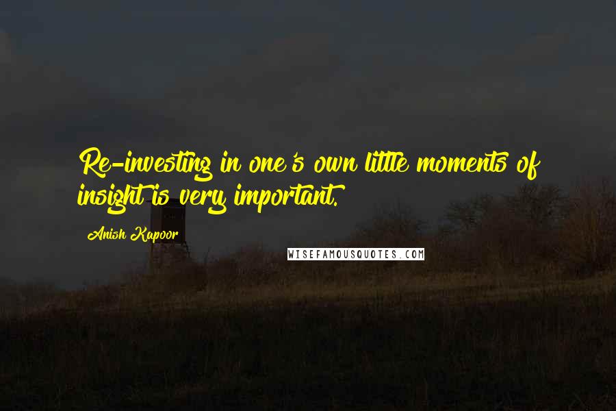 Anish Kapoor Quotes: Re-investing in one's own little moments of insight is very important.