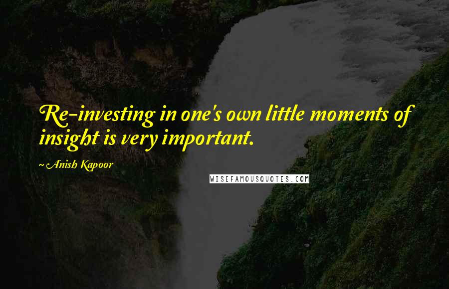 Anish Kapoor Quotes: Re-investing in one's own little moments of insight is very important.