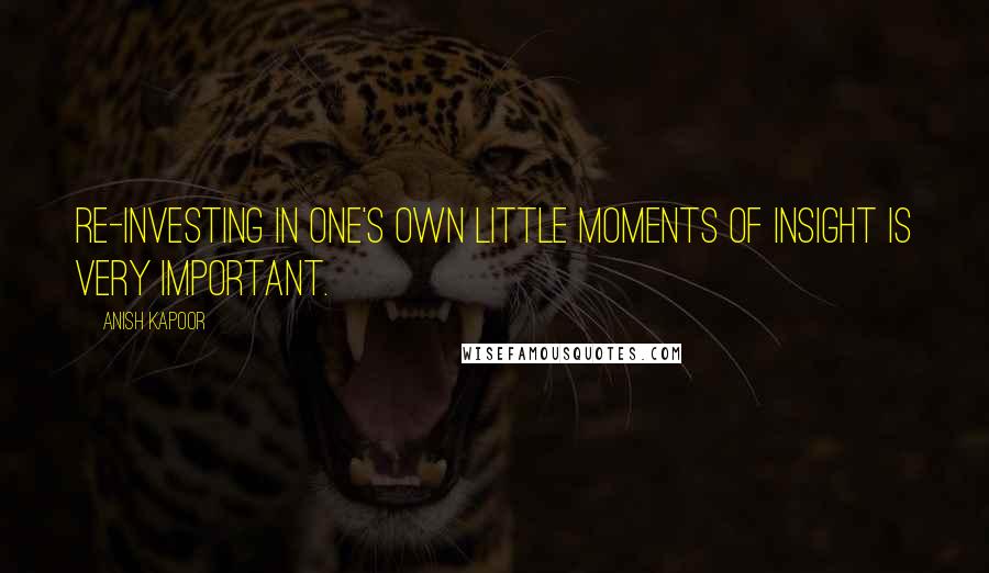 Anish Kapoor Quotes: Re-investing in one's own little moments of insight is very important.
