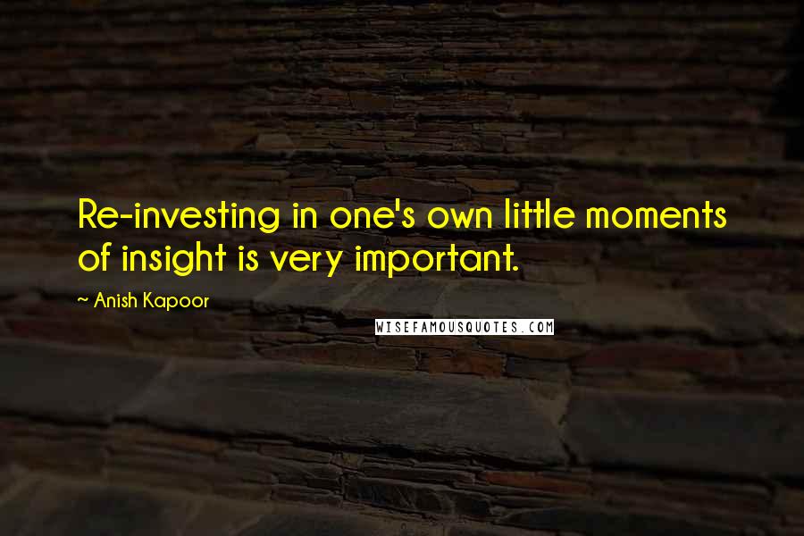 Anish Kapoor Quotes: Re-investing in one's own little moments of insight is very important.