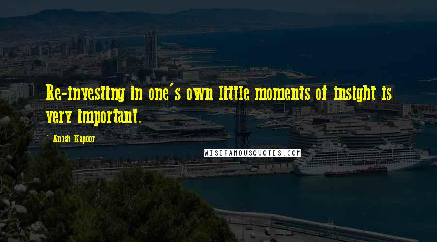 Anish Kapoor Quotes: Re-investing in one's own little moments of insight is very important.