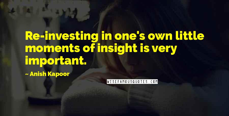 Anish Kapoor Quotes: Re-investing in one's own little moments of insight is very important.