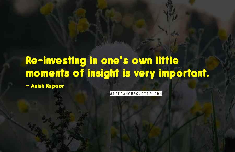 Anish Kapoor Quotes: Re-investing in one's own little moments of insight is very important.