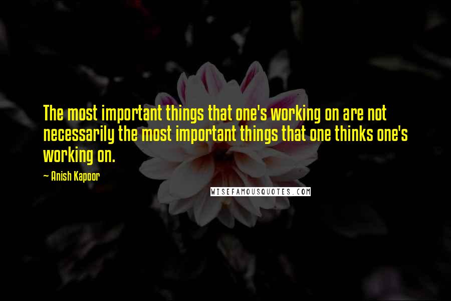 Anish Kapoor Quotes: The most important things that one's working on are not necessarily the most important things that one thinks one's working on.