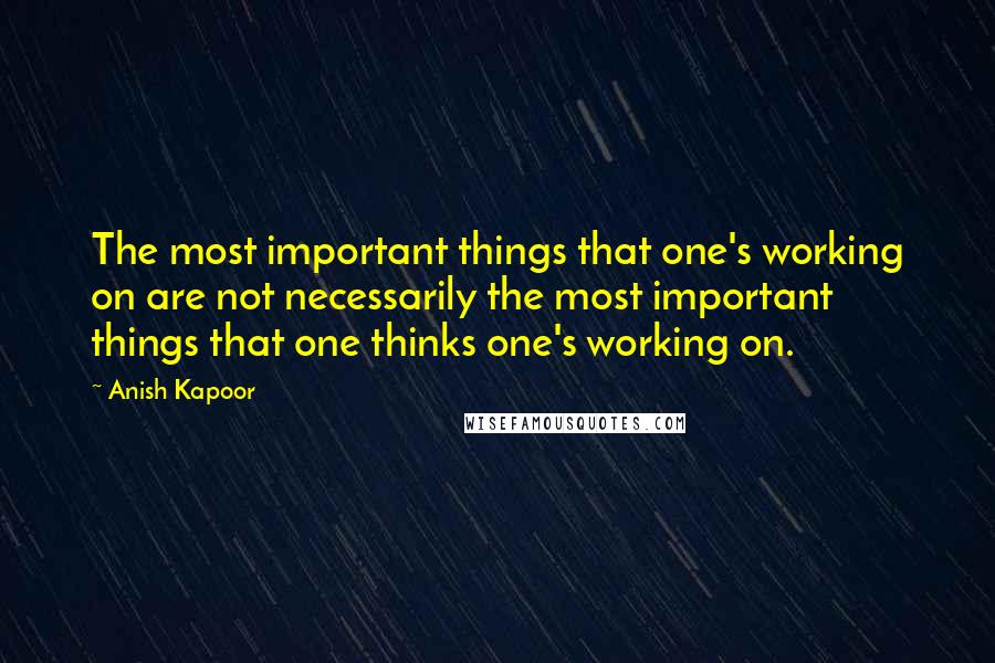 Anish Kapoor Quotes: The most important things that one's working on are not necessarily the most important things that one thinks one's working on.