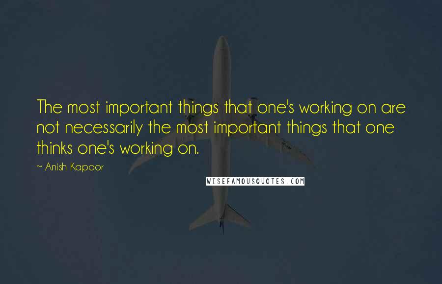 Anish Kapoor Quotes: The most important things that one's working on are not necessarily the most important things that one thinks one's working on.