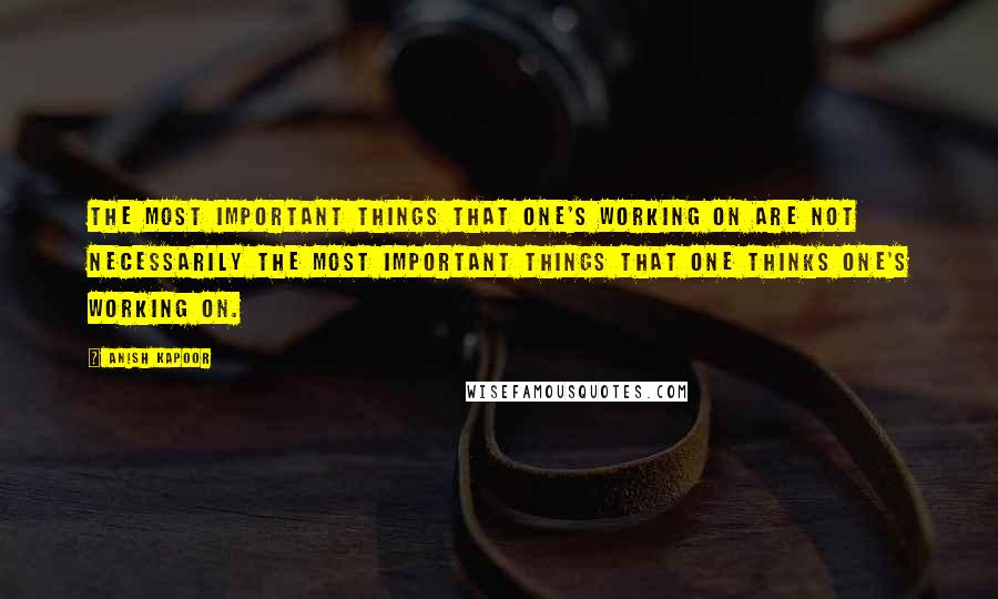 Anish Kapoor Quotes: The most important things that one's working on are not necessarily the most important things that one thinks one's working on.