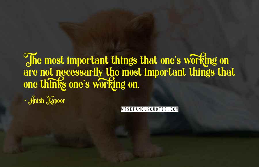 Anish Kapoor Quotes: The most important things that one's working on are not necessarily the most important things that one thinks one's working on.