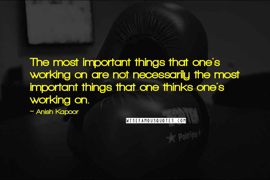 Anish Kapoor Quotes: The most important things that one's working on are not necessarily the most important things that one thinks one's working on.