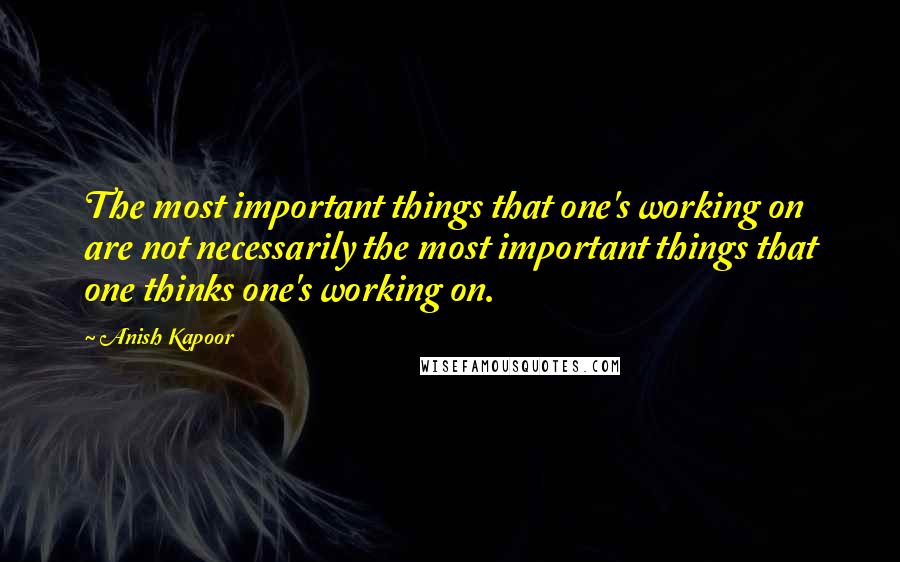 Anish Kapoor Quotes: The most important things that one's working on are not necessarily the most important things that one thinks one's working on.