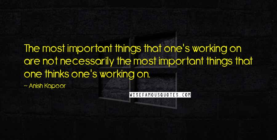 Anish Kapoor Quotes: The most important things that one's working on are not necessarily the most important things that one thinks one's working on.