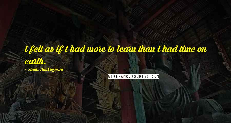 Anita Amirrezvani Quotes: I felt as if I had more to learn than I had time on earth.