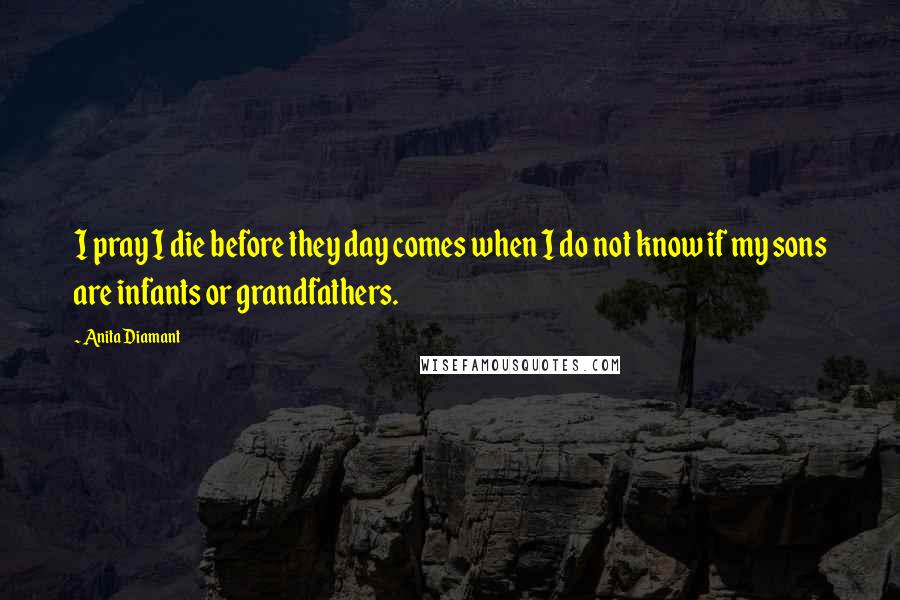 Anita Diamant Quotes: I pray I die before they day comes when I do not know if my sons are infants or grandfathers.