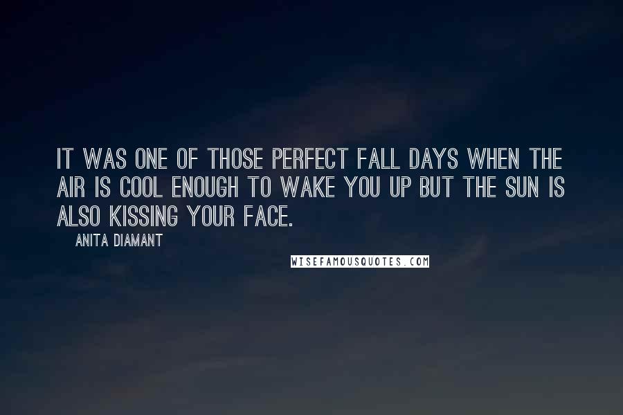 Anita Diamant Quotes: It was one of those perfect fall days when the air is cool enough to wake you up but the sun is also kissing your face.