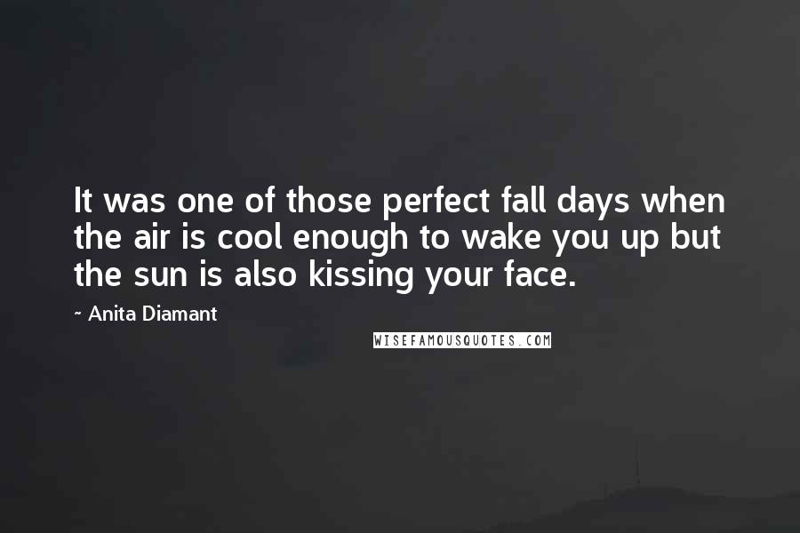 Anita Diamant Quotes: It was one of those perfect fall days when the air is cool enough to wake you up but the sun is also kissing your face.