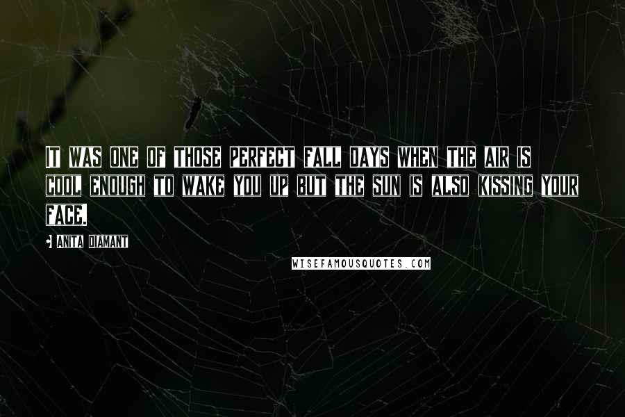 Anita Diamant Quotes: It was one of those perfect fall days when the air is cool enough to wake you up but the sun is also kissing your face.