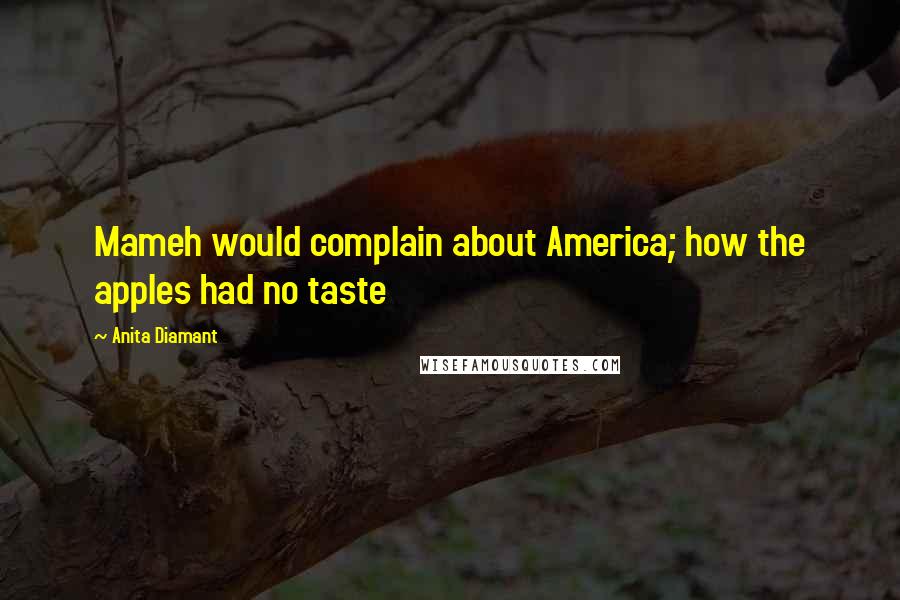 Anita Diamant Quotes: Mameh would complain about America; how the apples had no taste