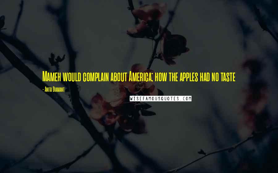 Anita Diamant Quotes: Mameh would complain about America; how the apples had no taste