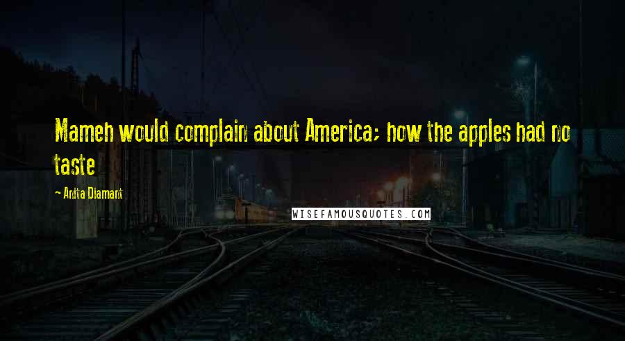 Anita Diamant Quotes: Mameh would complain about America; how the apples had no taste